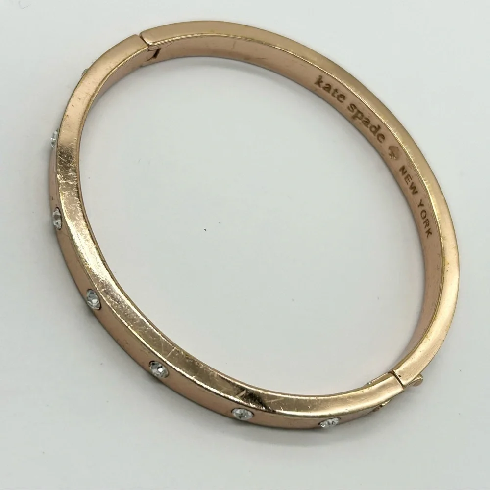 Kate Spade Set in Stone Rose Gold Jeweled Hinged Bangle Bracelet